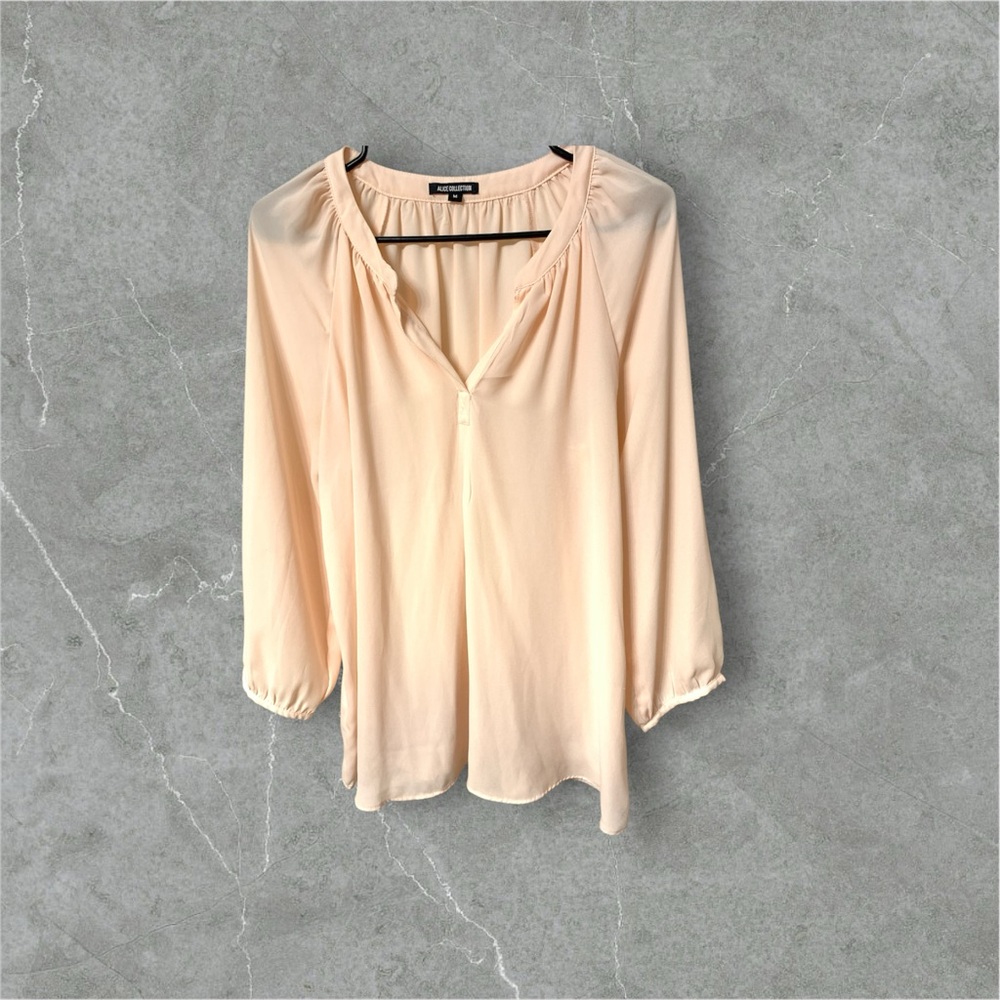 Alice Collection sheer lightweight, chiffon, pale pink medium, elastic sleeves